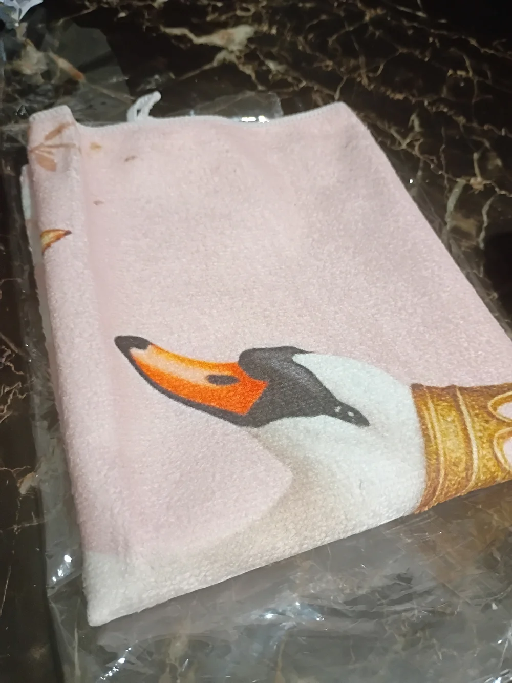 Pink Swan Crown Decorative 2D Bath Hand Towel